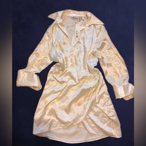 Zara White Collard Satin Dress